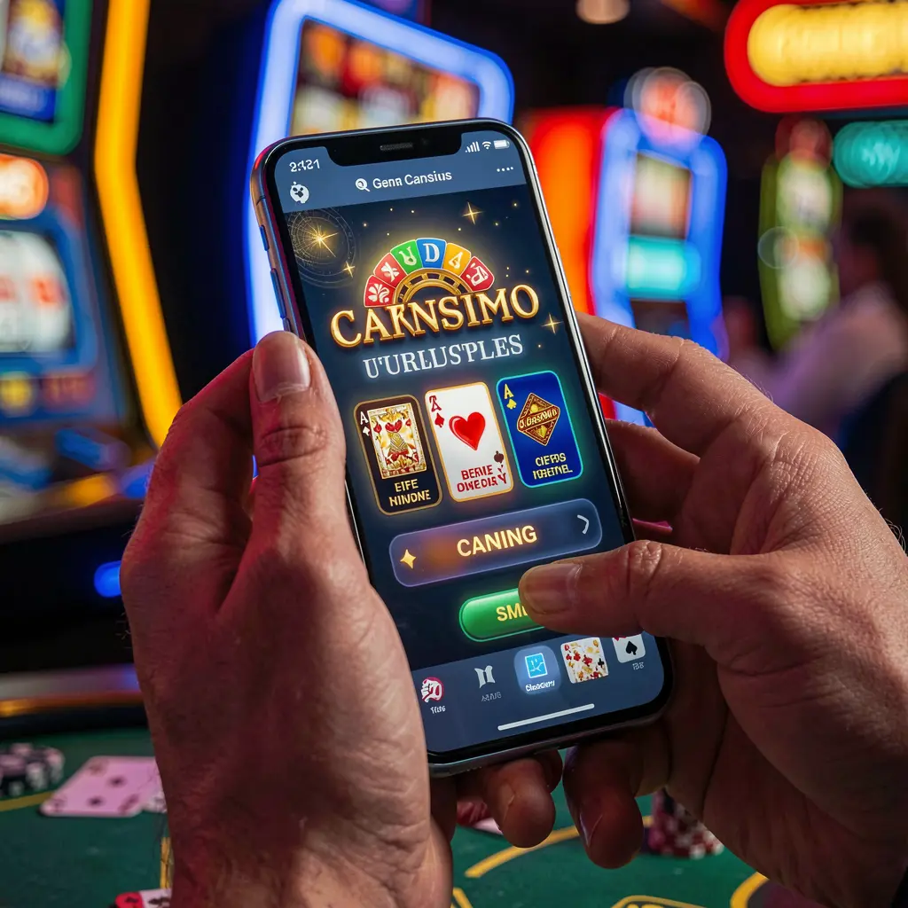 Close up of hands playing colorful slot games on the ELK JL casino app with glowing reels and neon casino style visuals